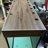 Aquarium with PVC lid with wood decor and ventilation holes