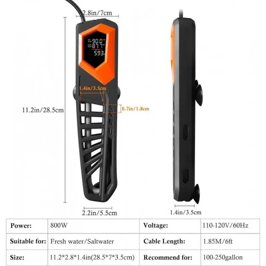 Titanium aquarium heater HITOP 800 W