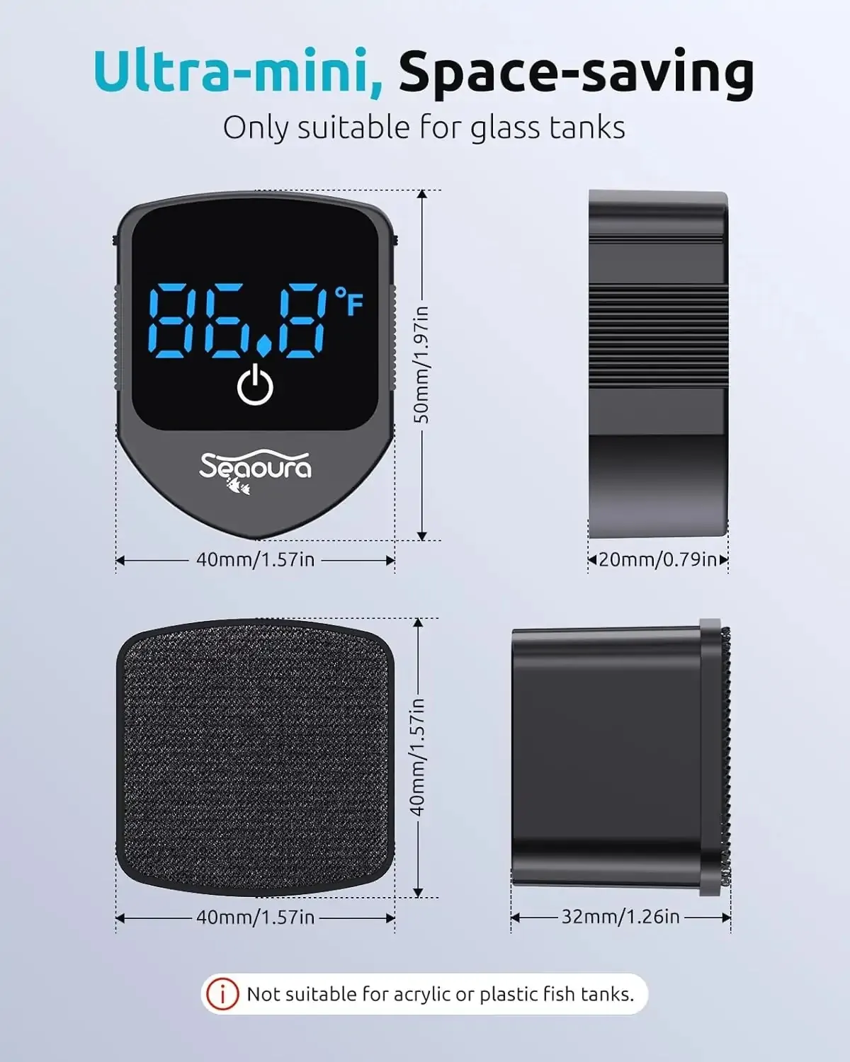 dimensions of a magnetic water purifier with thermometer
