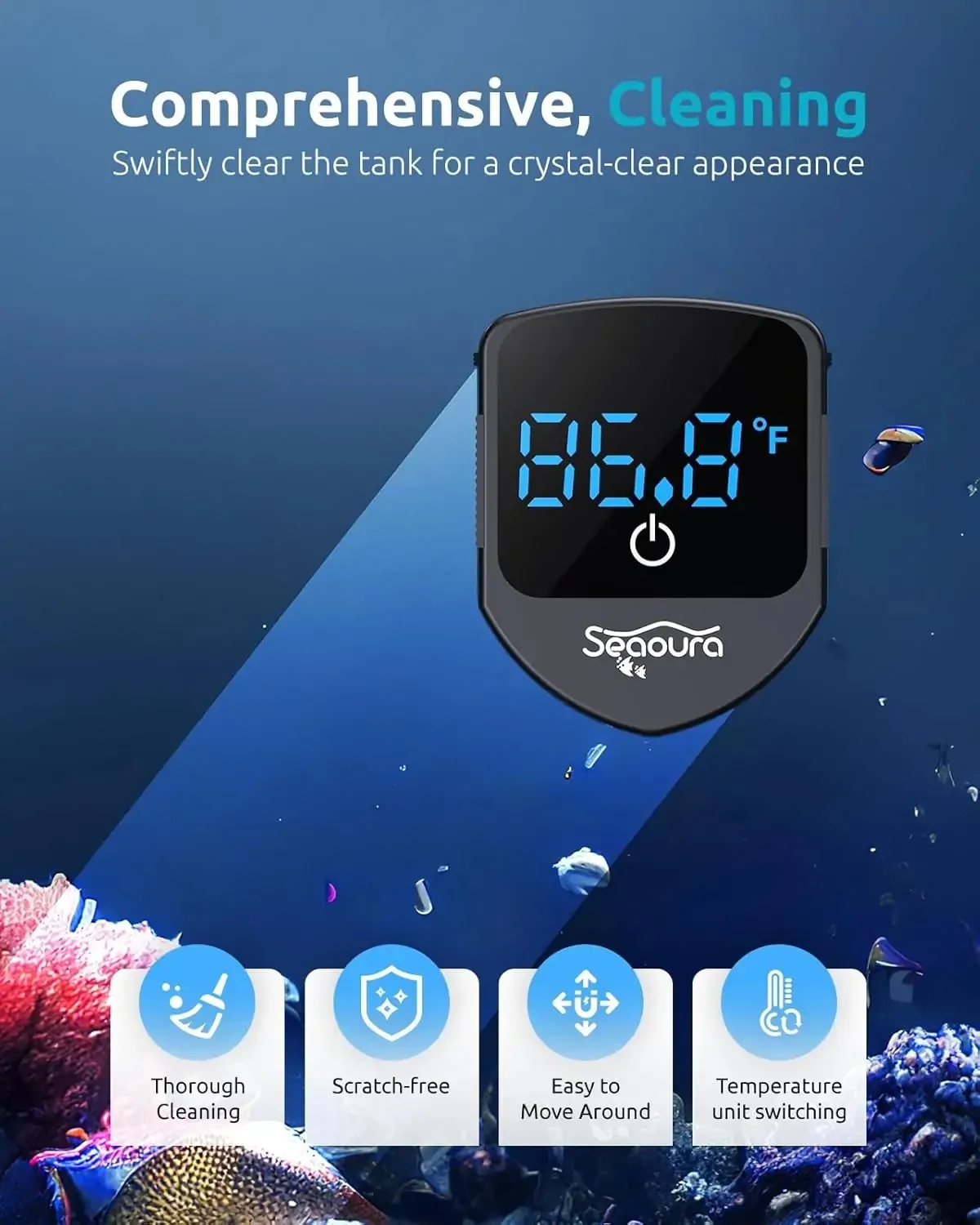 device of a magnetic aqua cleaner with a thermometer for an aquarium
