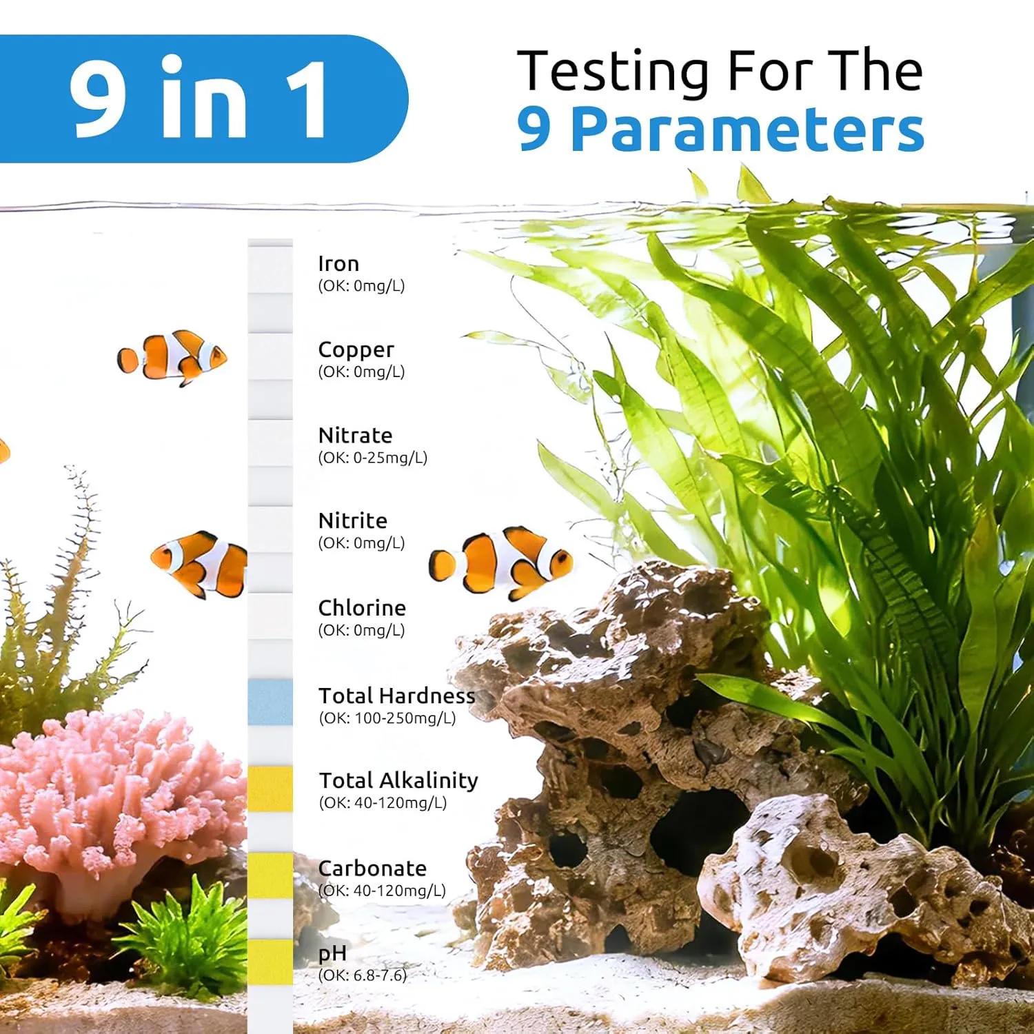 Scale for measuring 9 parameters with test strips Seaoura SR-901 for aquarium water