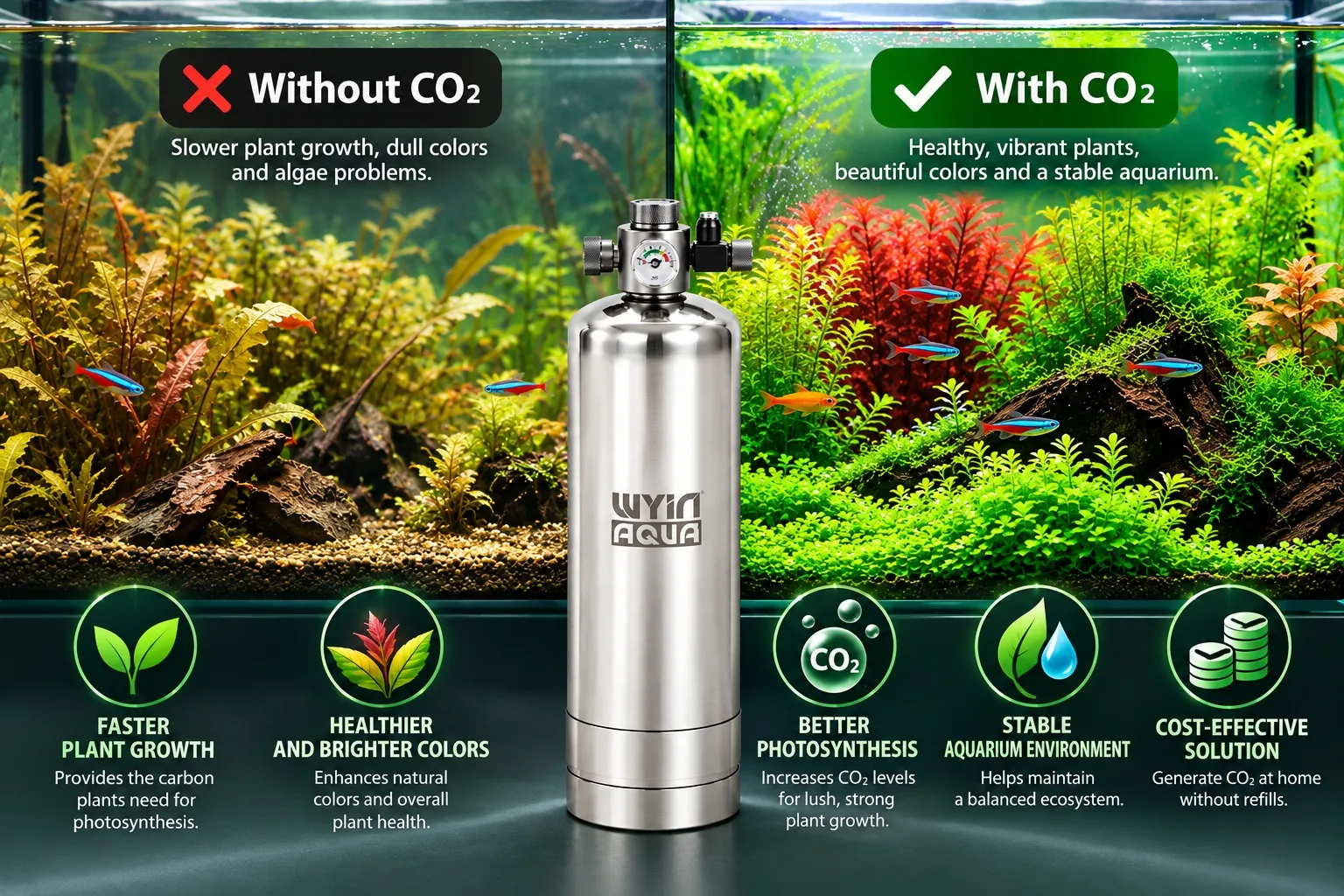Advantages of the WYINAQUA 5L CO₂ generator for planted aquariums
